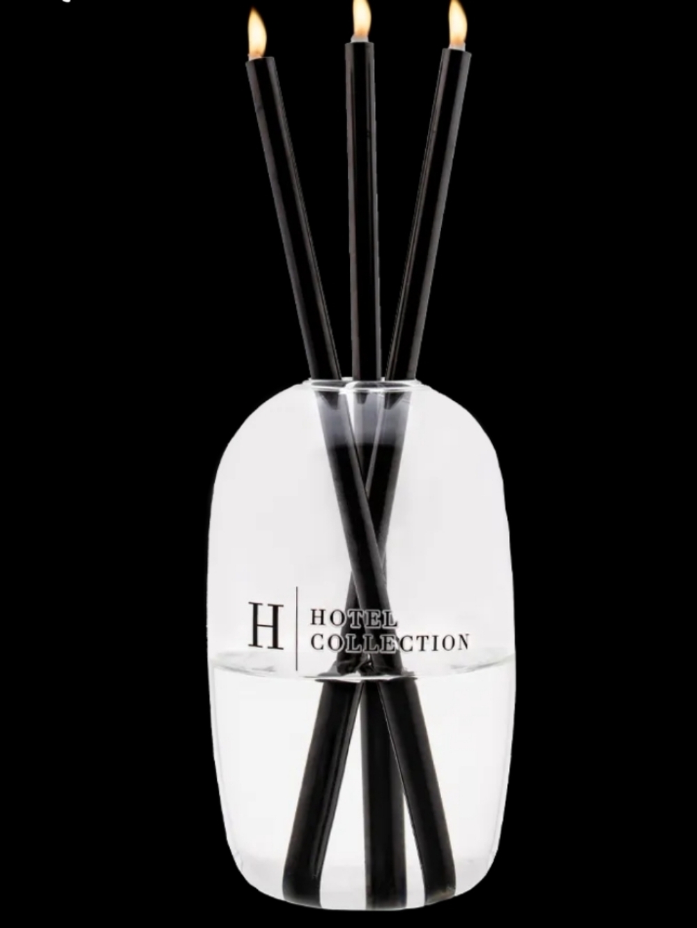 NWT Hotel Collection Clear Glass Reed Diffuser with Black Reeds